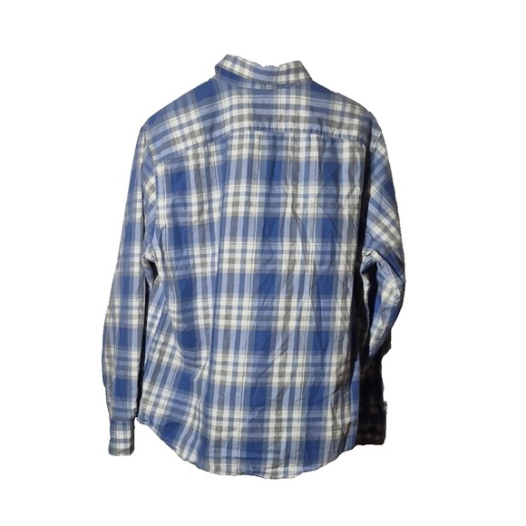 Untuckit Shirt Mens Large Blue White Plaid Fiano Button Up Casual 100% Cotton - Picture 2 of 9